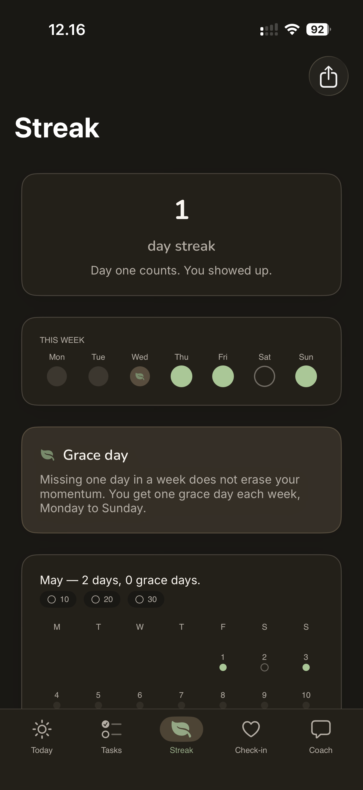 FocusBloom — Streak view