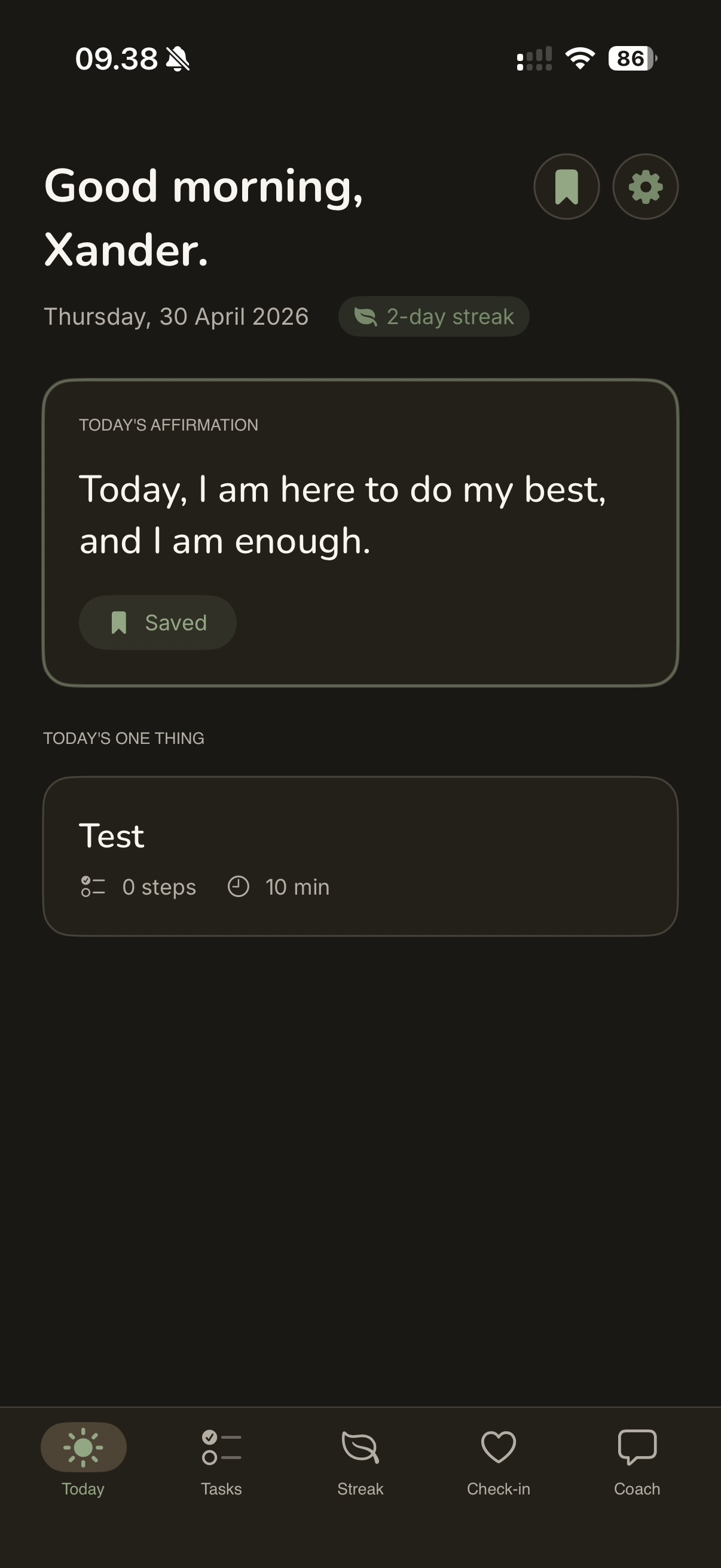 FocusBloom — Today screen
