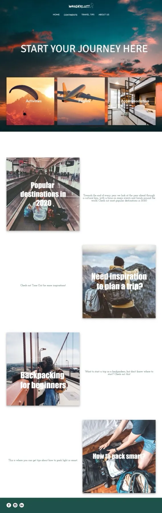 Wanderlust — homepage hero